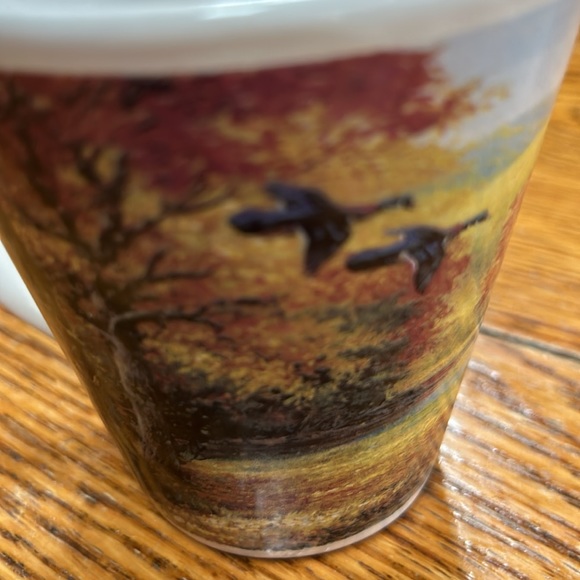 Linda Picken coffee mug.  Outdoor print w/ducks.  Approximately 4” tall. - Picture 3 of 7